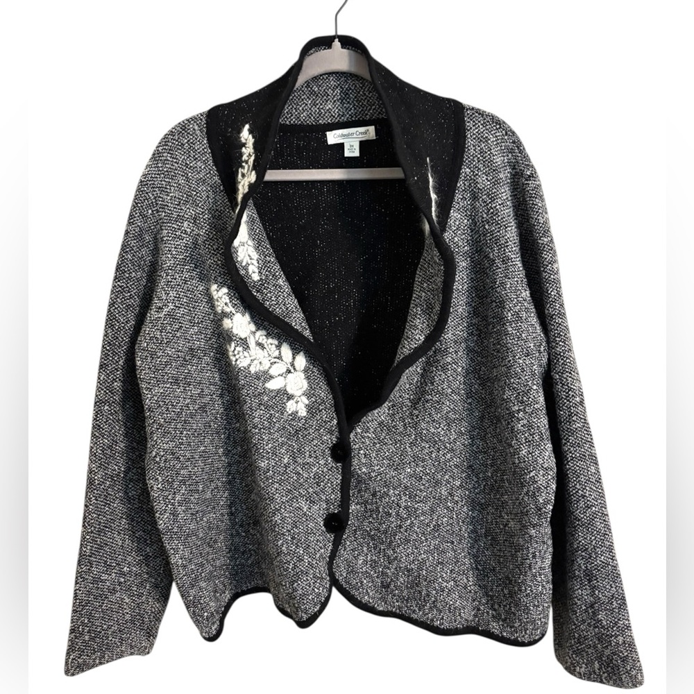 Coldwater Creek Gray Wool Blend Floral Sweater Knit Blazerβ 3X
